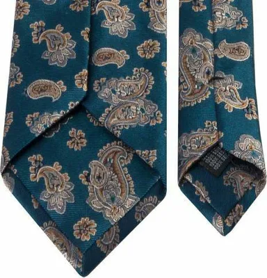 Produktbild von Elegante Herren Krawatte aus Seiden-Jacquard in Petrol mit Paisley-Muster