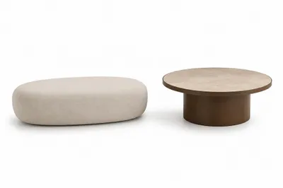 Produktbild von Modernes Wohnzimmer Set Designer Couchtisch Poslterhocker 2-tlg