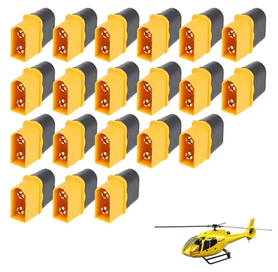 20x XT60H-M Stecker männlich mit Schutzkappen, Nylon, für RC-Akkus