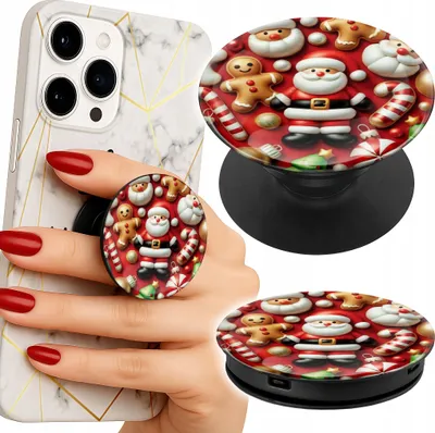 Zdjęcie produktu dla Uchwyt Do Telefonu Popsocket Na Palce/Stojak Święty Mikołaj Piernik