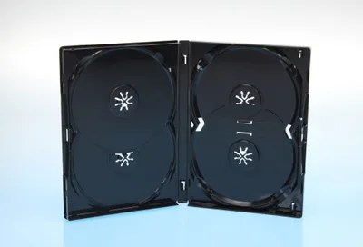 Produktbild von 10 Amaray DVD Hüllen / Farbe: schwarz / 4er 4fach DVD Box