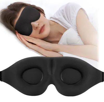 Image de Masque de sommeil Masque pour les yeux 3D - Occultant à 100 % - Bande réglable - Pour dormeurs sur le côté