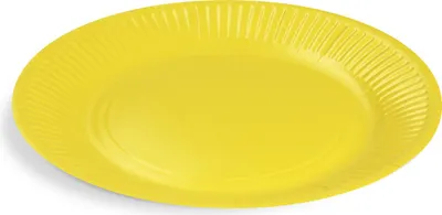 Obrázek produktu pro Kulatý papírový talíř, žlutý, průměr 23 cm, 10 kusů.