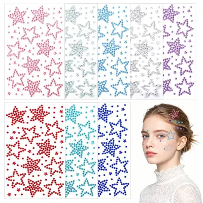 Productafbeelding van Glitterstenen - Zelfklevend - Voor knutselen en decoreren - 8 vellen, verschillende kleuren