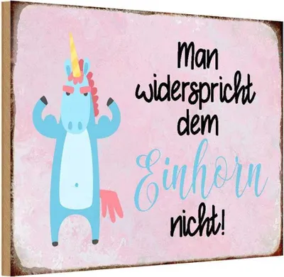 Produktbild von vianmo Holzschild 20x30 cm man widerspricht Einhorn nicht Spruch Zitat