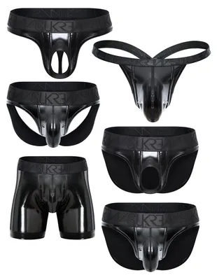 Immagine prodotto di SUKREW - Intimo da Uomo Mutandine a perizoma - FETISH Wet Look Collection - The Ultimate Multipack - Taglia XS