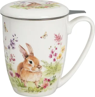 Produktbild von DUO Flower Classic Becher 360 ml SPRING BLISS mit Teesieb aus Edelstahl, New Bone China Porzellan