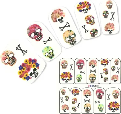 Produktbild von Tattoo Nail Totenkopf Rose Aufkleber Nagel Sticker