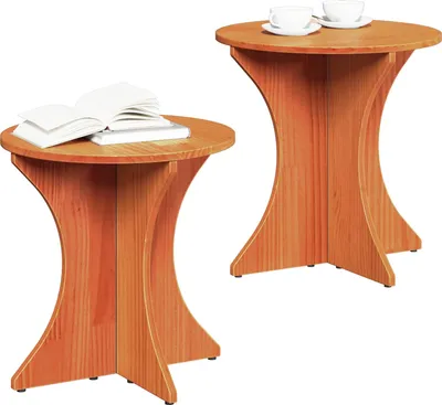 Productafbeelding van vidaXL Salontafel, 2 stuks, wasbruin, 46 x 46 x 47 cm, massief grenenhout