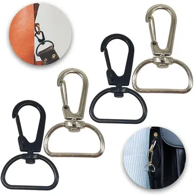 Imagen del producto de Juego de 4 enganches para correas de cuero, hechos a mano, robustos, con forma de pinza de cangrejo y giratorios, de 20 mm de diámetro