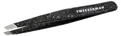 Produktbild von TWEEZERMAN Pinzette schräg für Augenbrauen zupfen, Edelstahl, Dusted Onyx