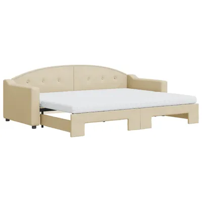 Zdjęcie produktu dla VidaXL 3197547, sofa rozkładana, Kremowy, Pianka, Metal, Poliester, Drewno, 2230 mm, 900 mm