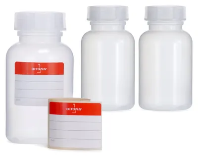 Produktbild von Octopus 3 Weithalsflaschen 250 ml aus LDPE, rund mit Schraubdeckel – 3 X
