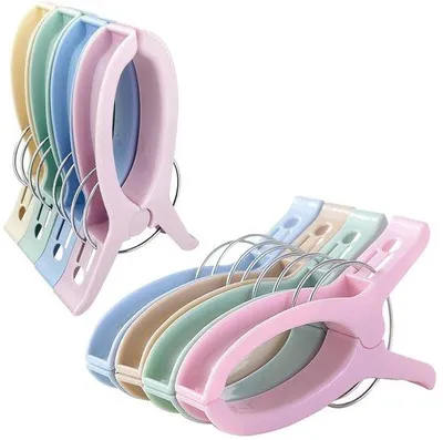 Imagen del producto de Ibenzoa®: Juego de 8 pinzas para la ropa de plástico – resistentes al viento, gran abertura, fuerte resorte, 4 colores, ideales para balcones, camping y uso doméstico