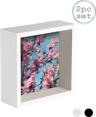 Produktbild von Nicola Spring 2 Stück Box Photo Frame Set - 8 x 8 Quadrat-Acrylrahmen - Weiß