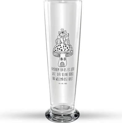 Produktbild von Mr. & Mrs. Panda Bierglas Marienkäfer Fliegenpilz - Transparent - Geschenk, Bier Glas, Trinkglas, Haus, Bierbecher, Wohnung, Fleigenpilzhaus, Lustige Sprüche, Zuhause