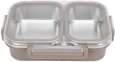 Produktbild von Thermische 1,2L-Lunchbox aus Edelstahl - Lekvrij - 2 Kompartimenten - Tragbar für Arbeit und Schule