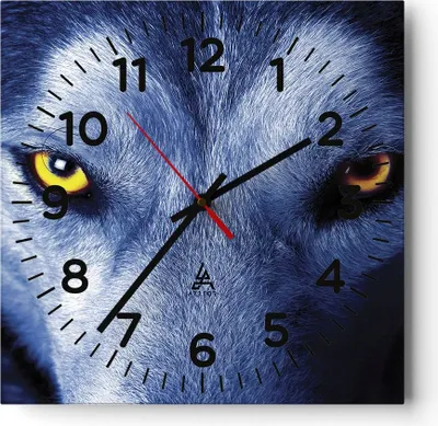 Produktbild von Wanduhr - Quadrat - Glasuhr - Schau der Wolf Augen - 30x30cm - Schleichendes Uhrwerk - Lautlos - zum Aufhängen bereit - Dekoration Modern - Wanddekoration aus Glas - C4AC30x30-4587