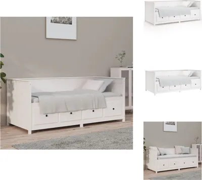 Produktbild von vidaXL Tagesbett Weiß 90x190 cm Massivholz Kiefer - Betten & Bettgestelle
