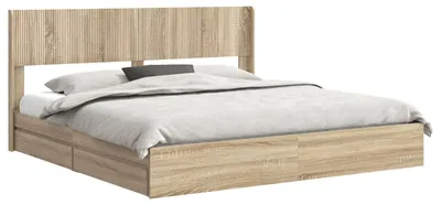 Imagen del producto de Estructura de cama con espacio de almacenamiento y cabecero en roble Sonoma, 180 x 200 cm