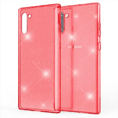 Zdjęcie produktu dla NALIA brokatowe etui na telefon Samsung Galaxy Note10, błyszczące silikonowe etui na telefon w kolorze czerwonym