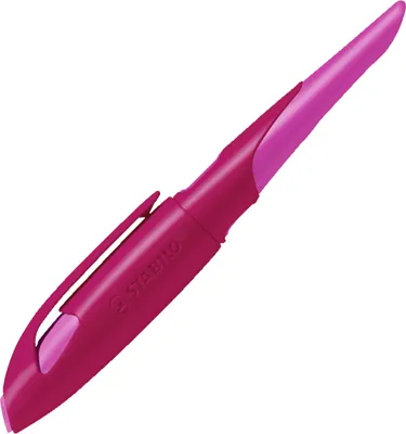 Produktbild von Ergonomischer Schulfüller für Rechtshänder mit Anfänger-Feder A - STABILO EASYbirdy in beere/pink - Einzelstift - inklusive Patrone