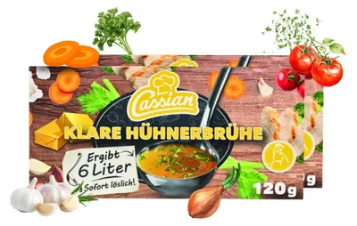 Produktbild von CASSIAN Brühwürfel Hühnerbrühe 120g für 12 x 0,5l - Ergibt 6 Liter Sofort Löslich