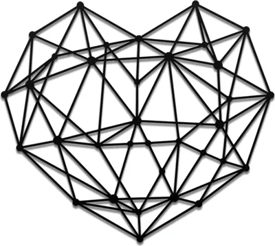 Produktbild von Wanddeko Metall Wandbild Metallbild Geometrische Wandkunst 3D Herz 47 x 52 cm, Farbe:Herz 3D Schwarz