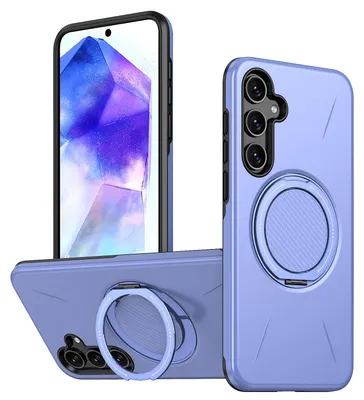 Produktbild von Magnetisch Hülle für Samsung Galaxy A35, Stoßfeste Weich TPU und Hard PC Schutzhülle mit Ringhalter Ständer Lila