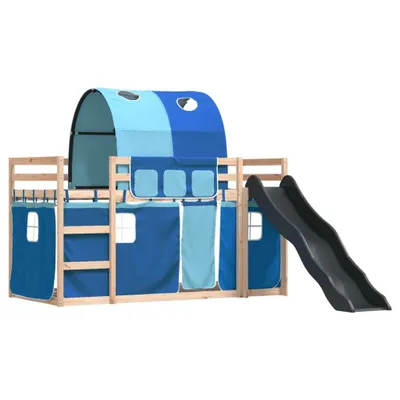 Produktbild von (NEU 2026) Etagenbett/Jugendbett, mit Rutsche und Gardinen Blau 80x200 cm - Klassische Betten - 42.46 kg
