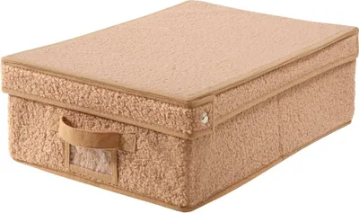 Produktbild von Aufbewahrungsbox mit Deckel aus beigem Frottee – L 31,5 cm