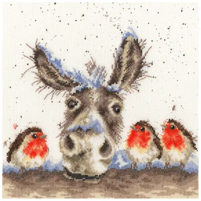 Kreuzstich-Set Weihnachtsesel, 26x26 cm, Zählmuster