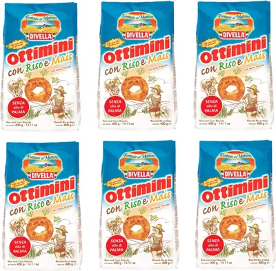 Produktbild von 6x Divella Ottimini con Riso e Mais Shortbread Kekse mit Reis und Mais 400g Biscuits Cookies italienische Kekse