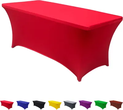 Produktbild von 183 x 74 x 76 cm Rot Fitted Polyester Tischdecke Rechteckige Stretch Tischdecke Bankett Party Show