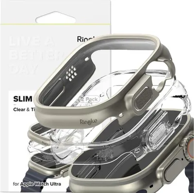 Image de Ringke Slim 2-Pack Apple Watch Ultra 1 / 2 (49 Mm) Clair & Gris Titane