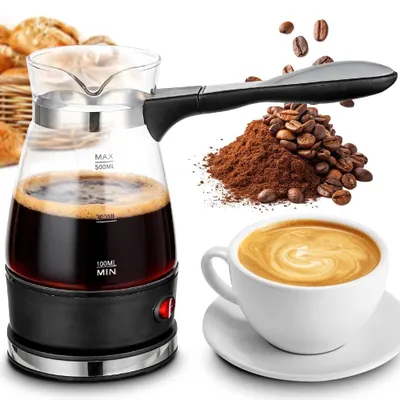 Elektrischer türkischer Kaffeekocher 500 ml, Glas, 220 V, 600 W