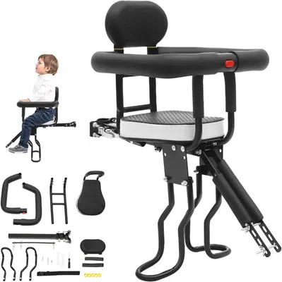 Produktbild von Kinderfahrradsitz - Vordersitz für Fahrrad - Sichere Beförderung - Verstellbare Fußstützen - Bis 80 kg - Schwarz