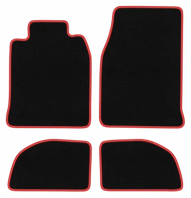 Immagine prodotto di Tappetini in moquette per Porsche 924 1976-1988 (coupé) – set 4 pezzi, nero/rosso, su misura – Wielganizator CARLUX