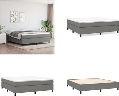 Produktbild von vidaXL Boxspringbett Dunkelgrau 160x200 cm Stoff - Boxspringbett - Boxspringbetten - Bett - Schlafzimmermöbel