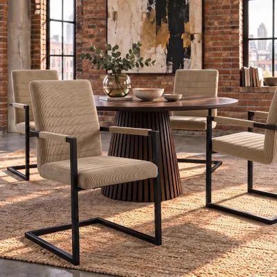 Produktbild von riess-ambiente Freischwinger LOFT taupe schwarz Cord Eisen mit Armlehnen industrial