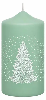 Produktbild von Adventskerzen Skadi in Samtlook Salbei 12 x 6 cm, 4er Set