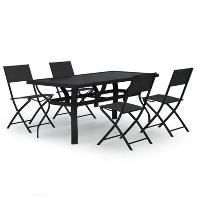 Image de vidaXL Ensemble de jardin 5 pièces gris et noir
