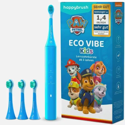 Produktbild von Elektrische Kinderzahnbürste im Paw Patrol Design mit 4 Aufsteckbürsten, Timer & Power-Akku für sanfte Zahnpflege Kinder