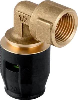 Produktbild von Geberit GE PushFit Übergangswinkel, IG 90 Grad, d16mm x Rp1/2, Messing, 10 Stk.