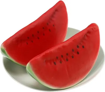 Obrázek produktu pro 6 umělých plátků melounu – zelené a červené plátky melounu z plastu – šest kusů