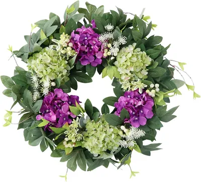 Produktbild von Künstlicher Hortensienkranz – 55,9 cm, flexibel, für Hochzeiten/Türen
