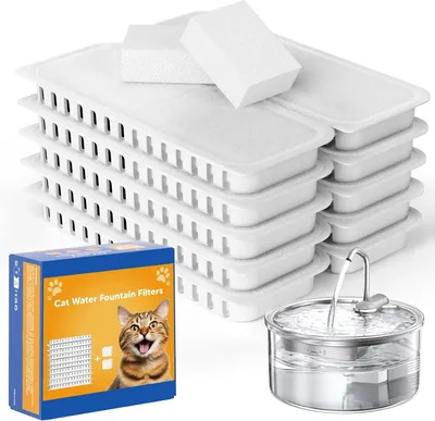 Produktbild von Brunnen Tomxcute Katzenbrunnen-Filterset, 10 Filter + 2 Schwämme für 108oz/3,2L Katzenbrunnen