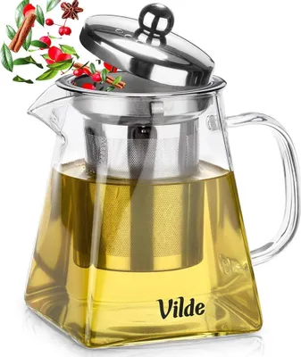 Zdjęcie produktu dla Szklany czajniczek z zaparzaczem, 490 ml, odporny na ciepło