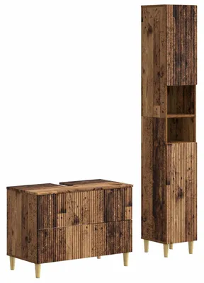 Immagine prodotto di Set di due mobili da bagno ARNHEM, realizzati in legno riciclato e materiale composito