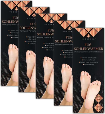 Produktbild von VOSSBACH 5 Paar Fußsohlenwärmer 10 Stunden Einlegesohlen Schuhwärmer Fußwärmer Sohlenwärmer Wärmesohlen